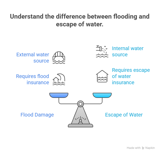 difference between flooding and escape of water